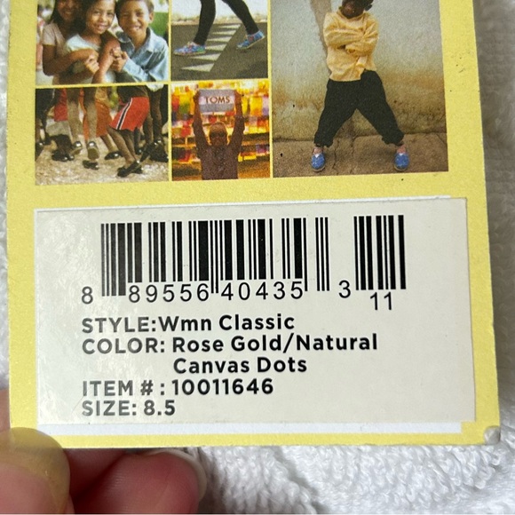 TOMS Womens Alpargata Rose Gold & Natural Canvas Dots Slip On Size 8.5 Polka Dot - Picture 7 of 8